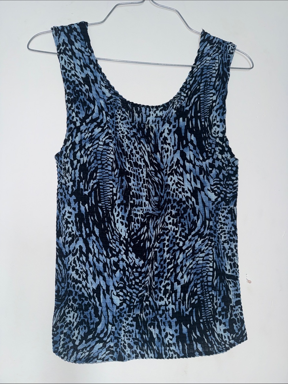 NICOLA Navy and Light Blue Animal-Print Sleeveless Tunic